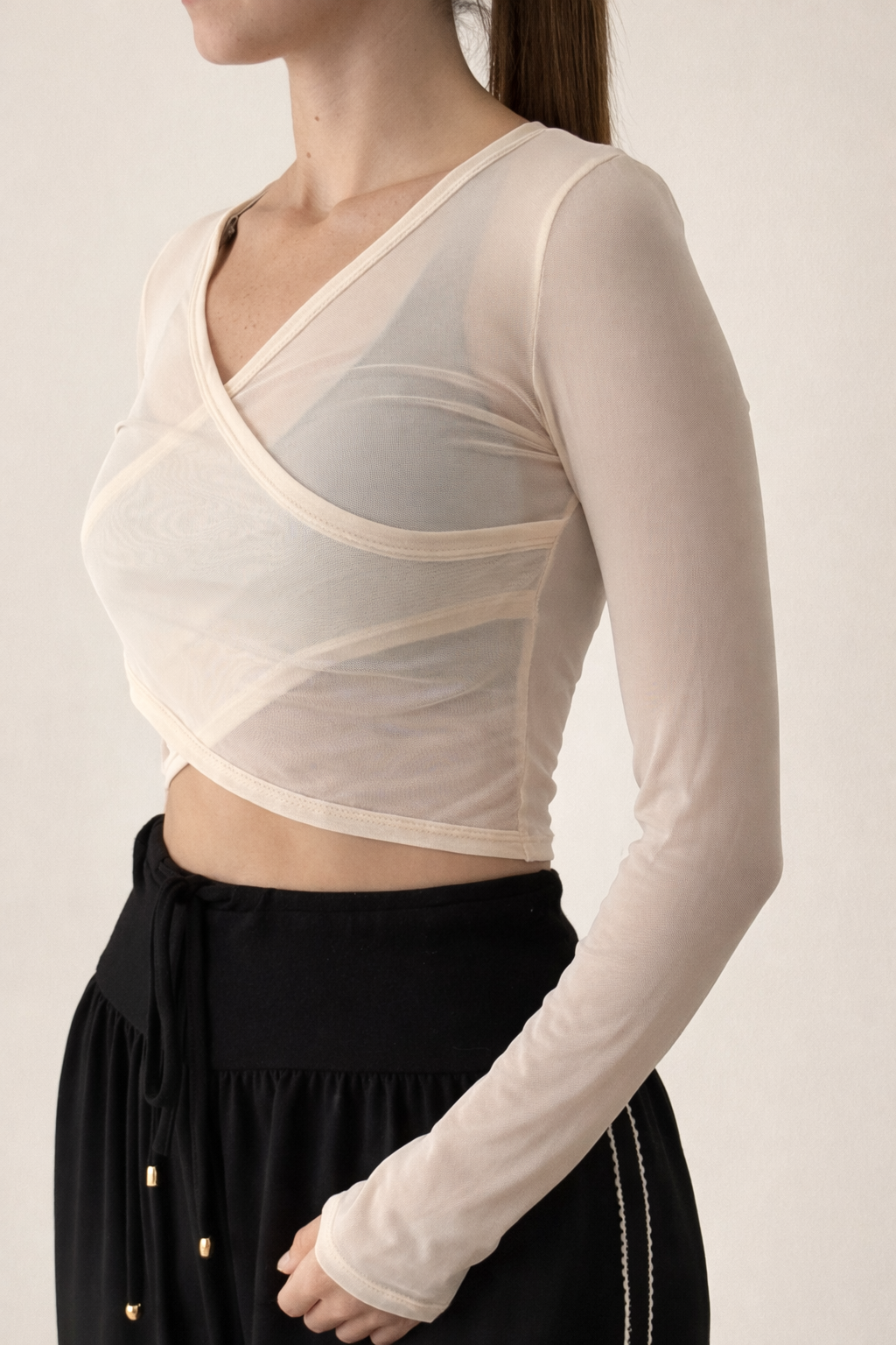 Camisa Mesh  - Beige