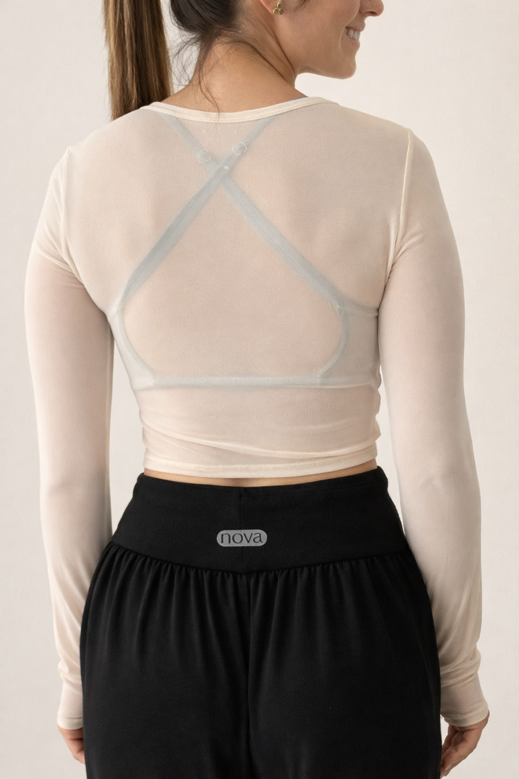 Camisa Mesh  - Beige