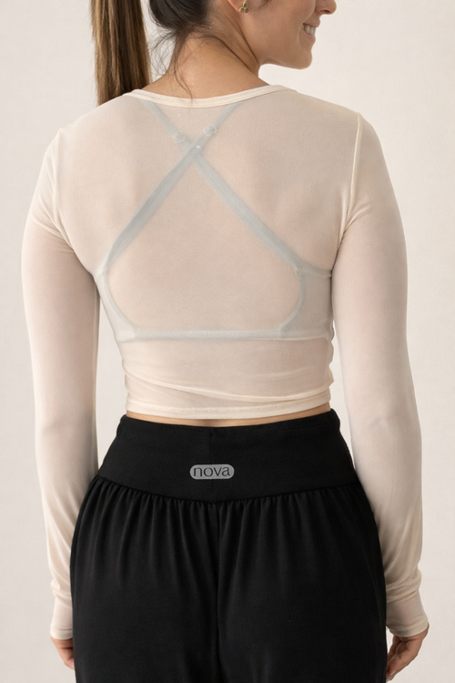 Camisa Mesh  - Beige