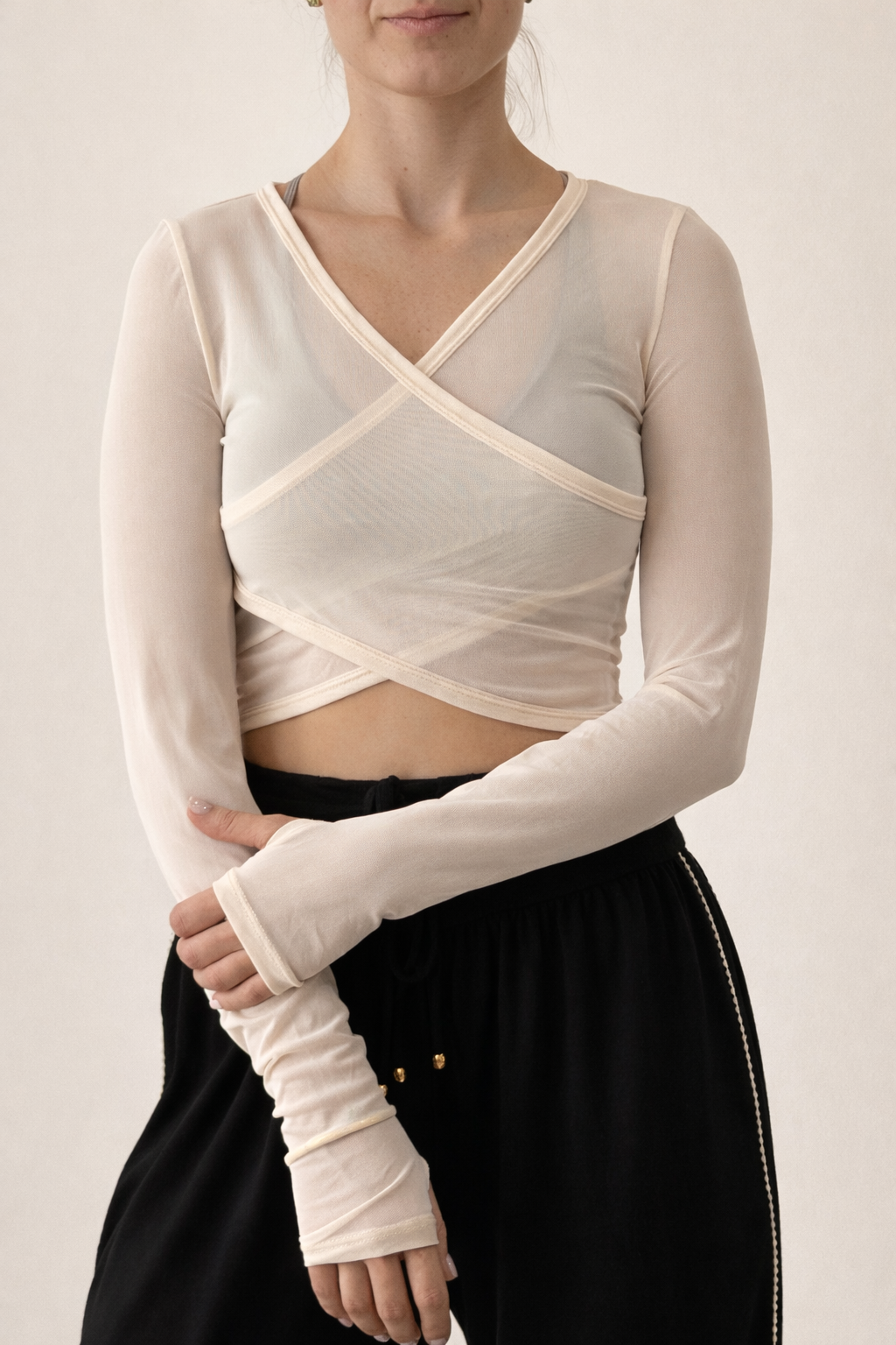 Camisa Mesh  - Beige