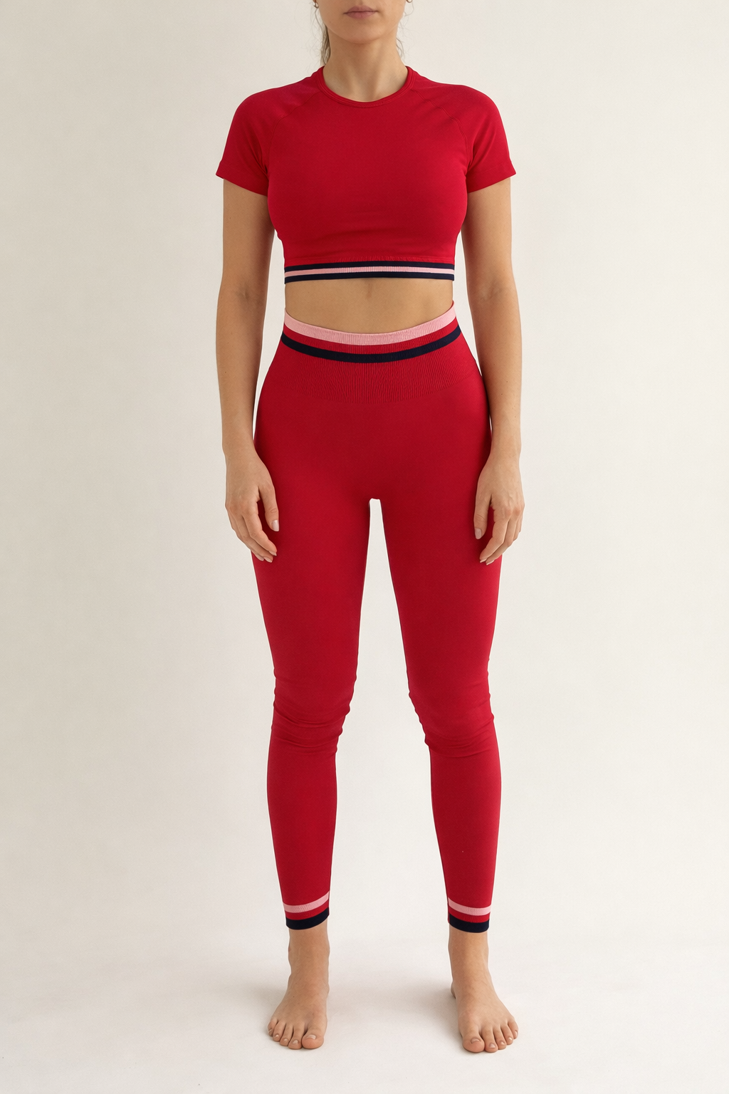 Crop Top Stripe Set - Rojo