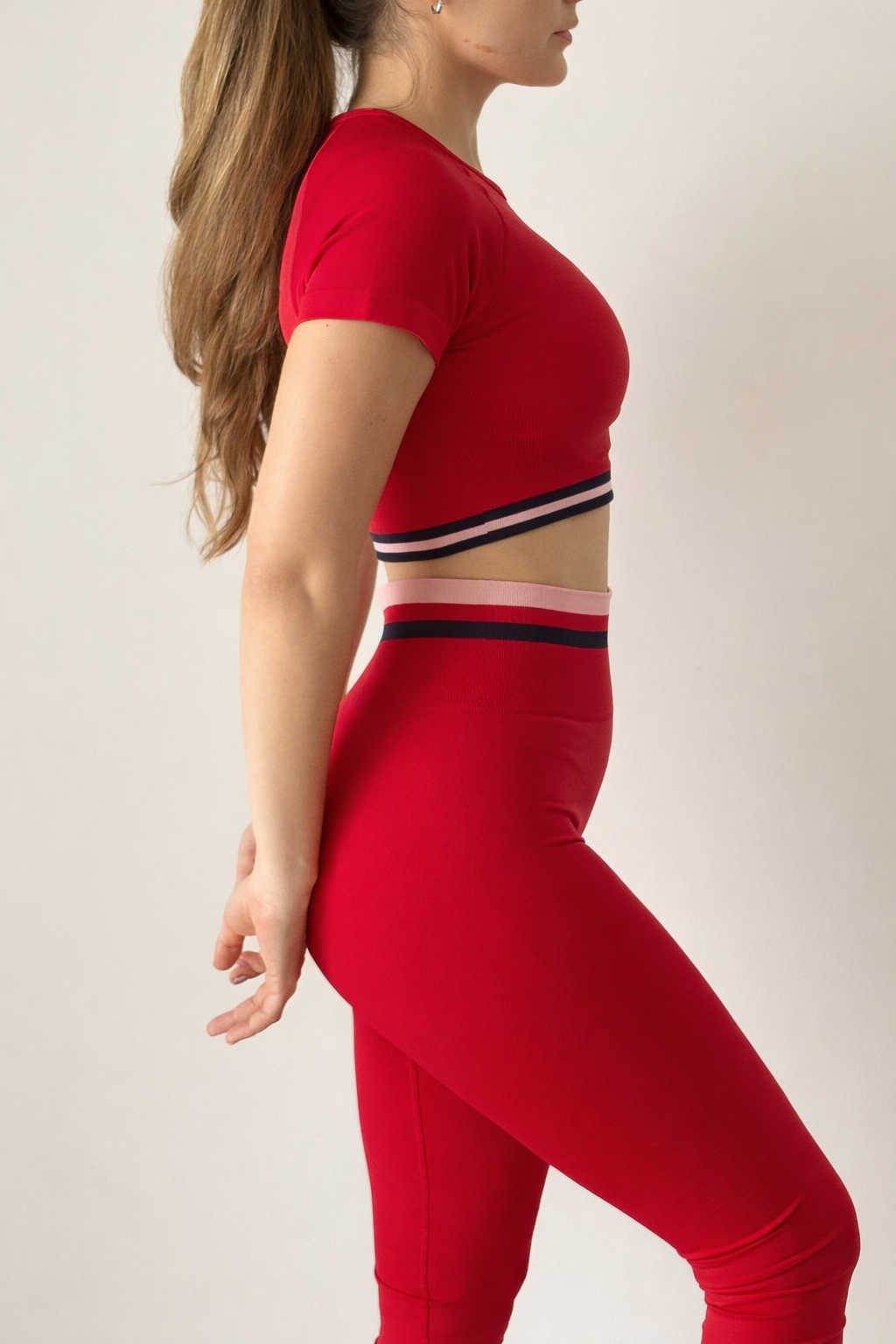 Crop Top Stripe Set - Rojo