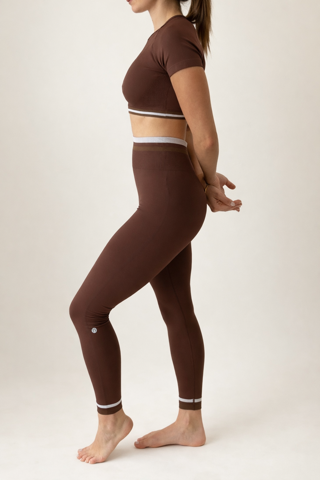 Crop Top Stripe Set - Marrón