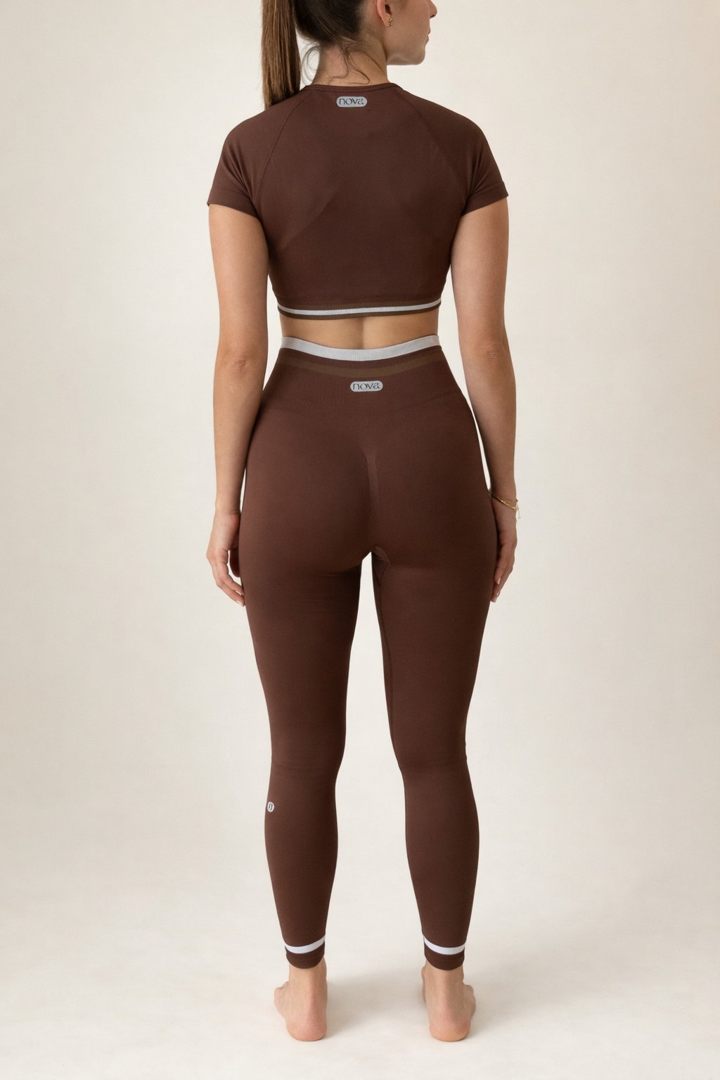 Crop Top Stripe Set - Marrón