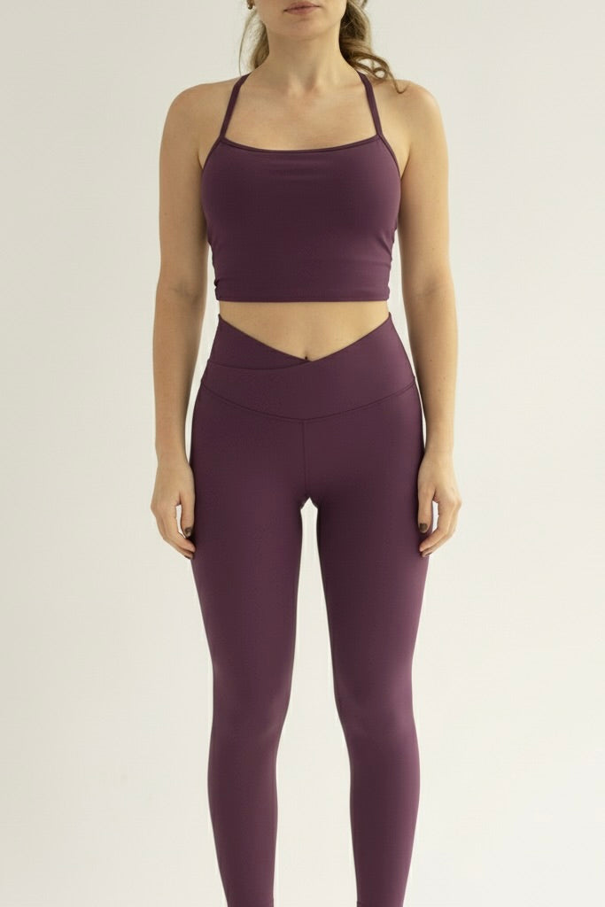 Set legging top completo tiritas - Violeta