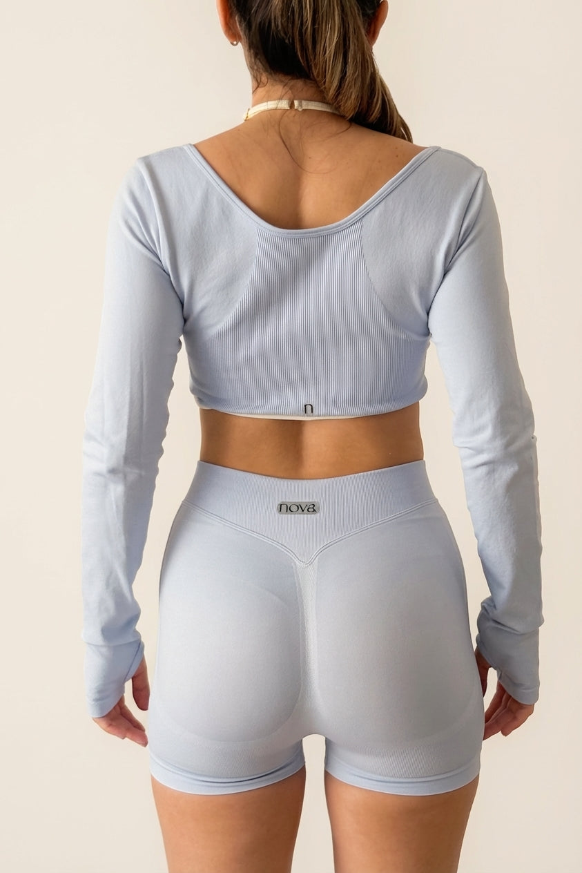 Set biker Double Layer Manga Larga  - Azul Claro